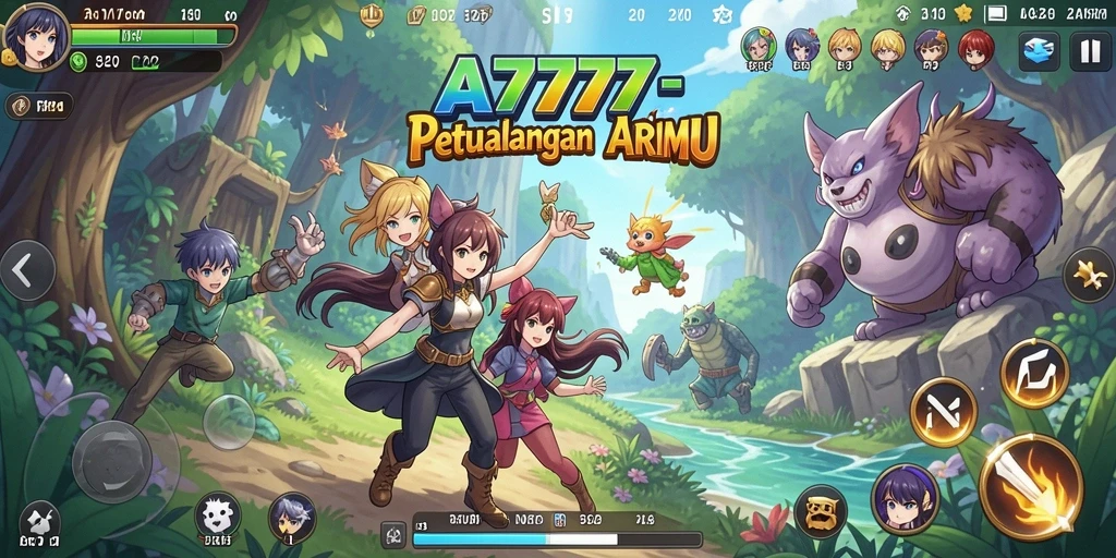 Tampilan menarik dari gameplay A7777 dengan karakter anime.