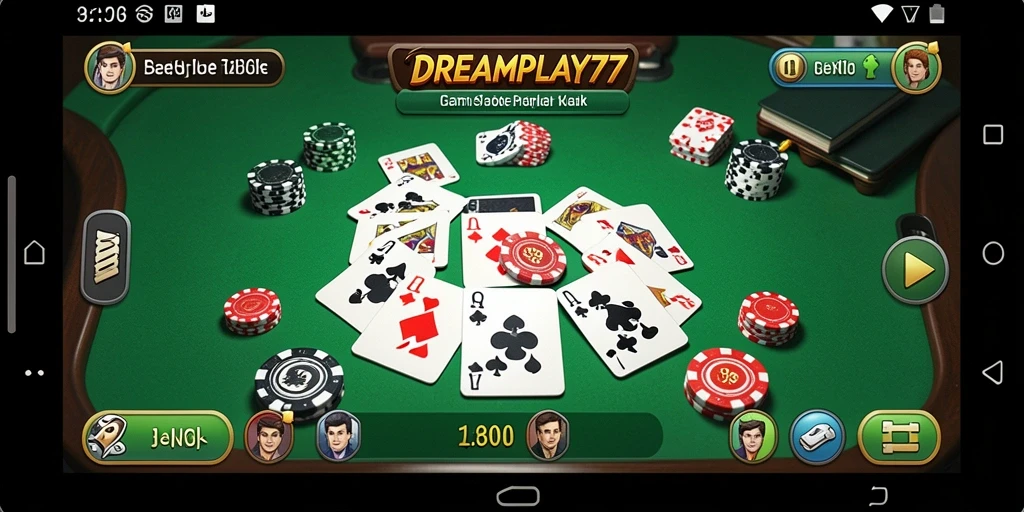 Tangkapan layar utama <strong>DREAMPLAY77</strong> yang memperlihatkan gameplay Gaple yang seru.