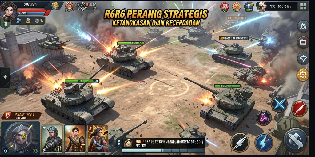 Tampilan gameplay <strong>R6R6</strong> yang menunjukkan pertempuran strategi yang intens.