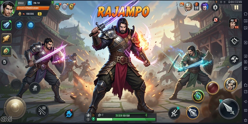 Tangkapan layar gameplay RAJAMPO menunjukkan taktik pertempuran yang mendalam.