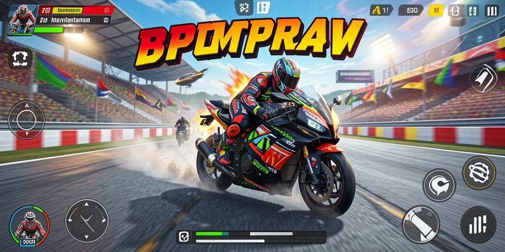 Tampilan gameplay yang seru dari RPRPRP dengan aksi balapan motor.