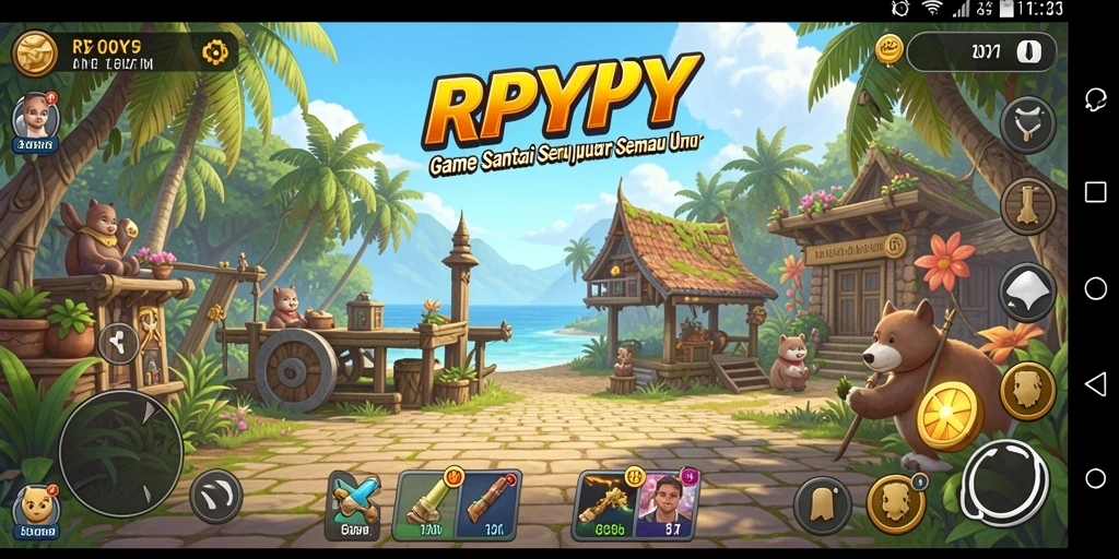 Screenshot menunjukkan gameplay seru RPYYY dengan karakter yang lucu.