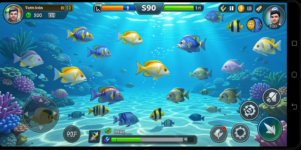 Screenshot gameplay S80 menampilkan aksi menembak ikan yang seru.