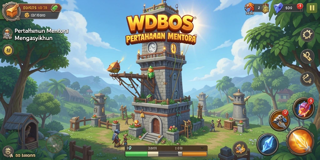 Tampilan seru gameplay WDBOS di Tower Defense.